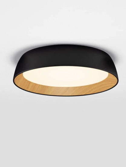 Nova Luce LED Deckenleuchte Sigi dimmbar 40W warmweiss 3000K Schwarz Holz Aluminium Metall Ø45cm 9030503