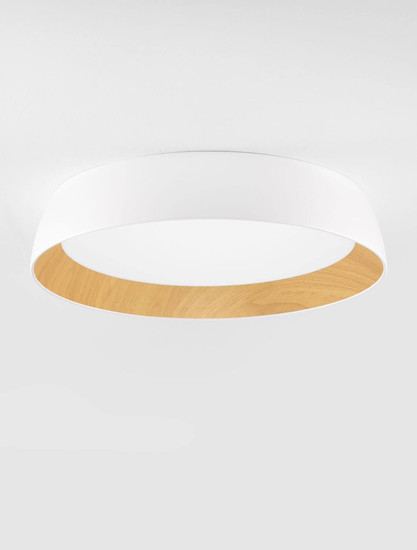 Nova Luce LED Deckenleuchte Sigi dimmbar 50W warmweiss 3000K Weiß Holz Aluminium Metall Ø60cm 9030504