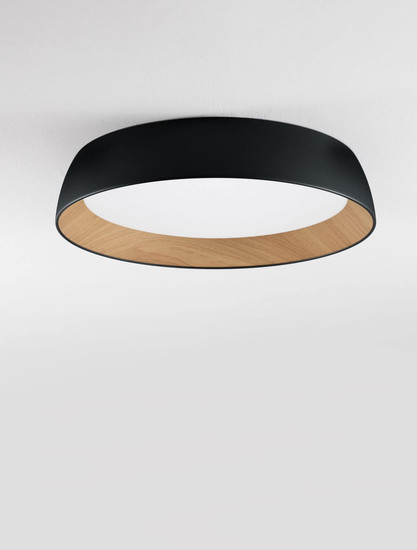Nova Luce LED Deckenleuchte Sigi dimmbar 50W warmweiss 3000K Schwarz Holz Aluminium Metall Ø60cm 9030505