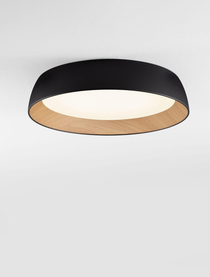 Nova Luce LED Deckenleuchte Sigi dimmbar 50W warmweiss 3000K Schwarz Holz Aluminium Metall Ø60cm 9030505