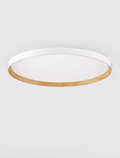 Nova Luce LED Deckenleuchte Vomos dimmbar 55W CCT warm-/neutralweiss 2700/3000/4000K Weiß Holz Aluminium Metall Ø60cm 9030516