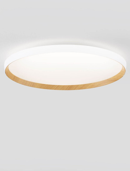 Nova Luce LED Deckenleuchte Vomos dimmbar 55W CCT warm-/neutralweiss 2700/3000/4000K Weiß Holz Aluminium Metall Ø60cm 9030516