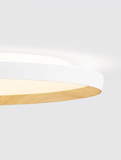 Nova Luce LED Deckenleuchte Vomos dimmbar 55W CCT warm-/neutralweiss 2700/3000/4000K Weiß Holz Aluminium Metall Ø60cm 9030516
