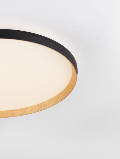 Nova Luce LED Deckenleuchte Vomos dimmbar 55W CCT warm-/neutralweiss 2700/3000/4000K Schwarz Holz Aluminium Metall Ø60cm 9030517
