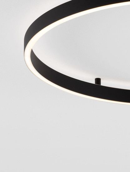 Nova Luce LED Deckenleuchte Hedra dimmbar 60W warmweiss 3000K Schwarz Aluminium Metall Ø60cm 9030527