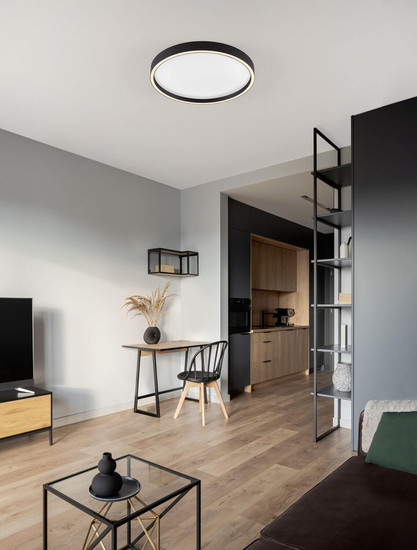 Nova Luce LED Deckenleuchte Istos dimmbar 38W CCT warm-/neutralweiss 2700/3000/4000K Schwarz Aluminium Metall Ø50cm 9030529