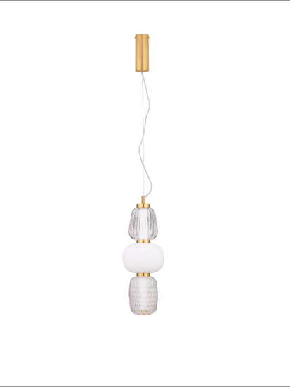 Nova Luce LED Pendelleuchte Movil dimmbar 28W warmweiss 3000K Opal Platingold Glas Metall Ø17cm 9030537