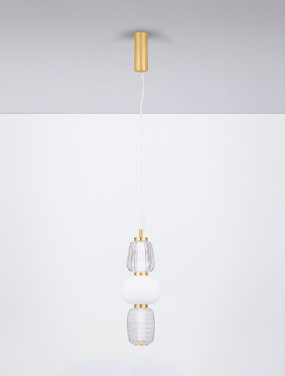 Nova Luce LED Pendelleuchte Movil dimmbar 28W warmweiss 3000K Opal Platingold Glas Metall Ø17cm 9030537