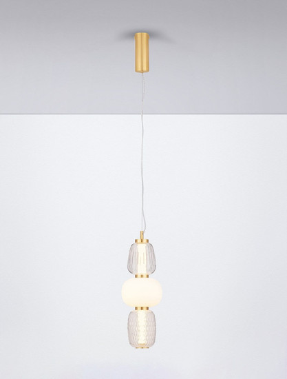 Nova Luce LED Pendelleuchte Movil dimmbar 28W warmweiss 3000K Opal Platingold Glas Metall Ø17cm 9030537