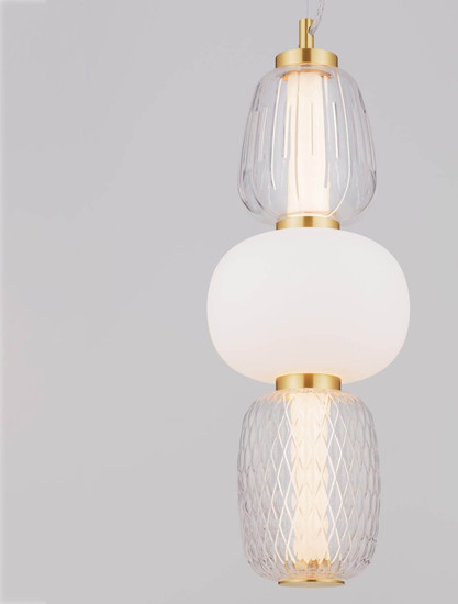 Nova Luce LED Pendelleuchte Movil dimmbar 28W warmweiss 3000K Opal Platingold Glas Metall Ø17cm 9030537