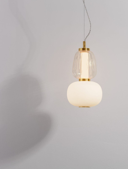 Nova Luce LED Pendelleuchte Movil dimmbar 18W warmweiss 3000K Opal Platingold Glas Metall Ø17cm 9030538