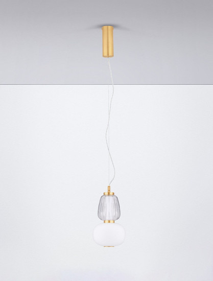 Nova Luce LED Pendelleuchte Movil dimmbar 18W warmweiss 3000K Opal Platingold Glas Metall Ø17cm 9030538