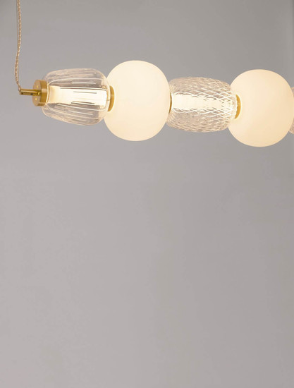 Nova Luce LED Pendelleuchte Movil dimmbar 42W warmweiss 3000K Opal Platingold Glas Metall 110x17cm 9030539