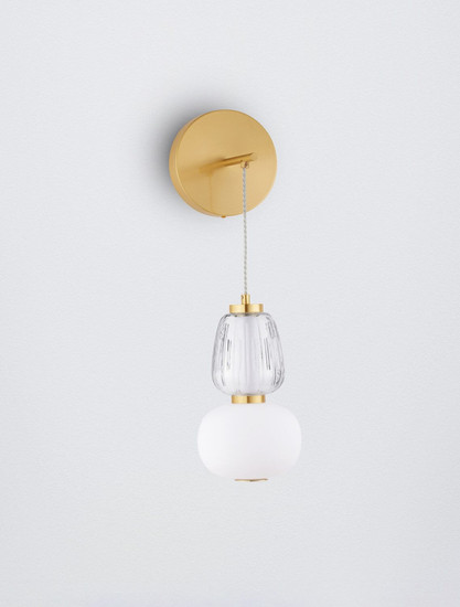 Nova Luce LED Wandleuchte Movil dimmbar 18W warmweiss 3000K Opal Platingold Glas Metall Ø22cm 9030540