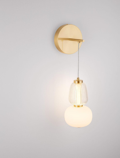 Nova Luce LED Wandleuchte Movil dimmbar 18W warmweiss 3000K Opal Platingold Glas Metall Ø22cm 9030540