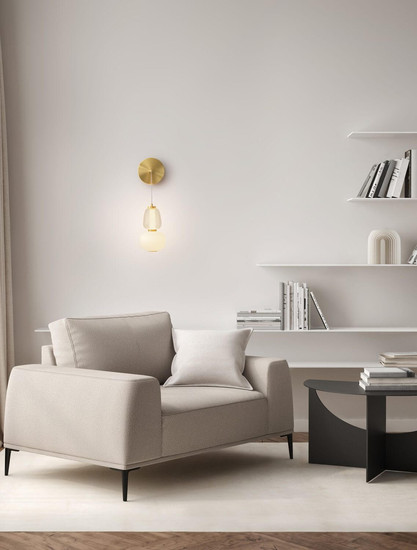 Nova Luce LED Wandleuchte Movil dimmbar 18W warmweiss 3000K Opal Platingold Glas Metall Ø22cm 9030540