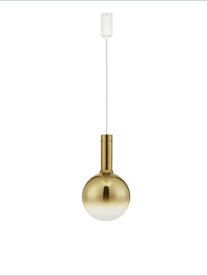 Nova Luce LED Pendelleuchte Nostos dimmbar 6W warmweiss 3000K Gold Weiß Glas Metall Ø25cm 9030541