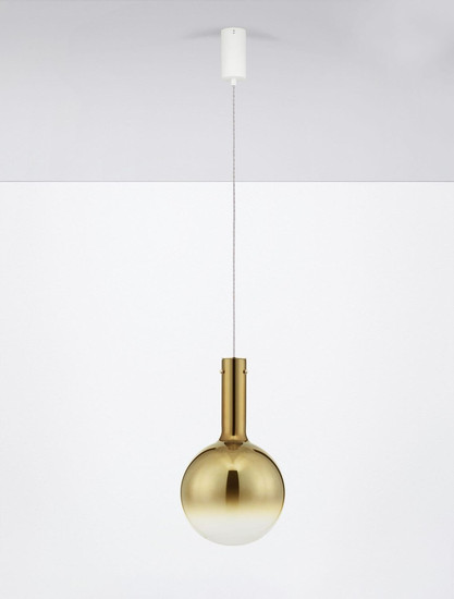Nova Luce LED Pendelleuchte Nostos dimmbar 6W warmweiss 3000K Gold Weiß Glas Metall Ø25cm 9030541