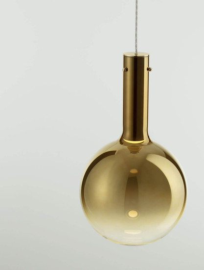 Nova Luce LED Pendelleuchte Nostos dimmbar 6W warmweiss 3000K Gold Weiß Glas Metall Ø25cm 9030541