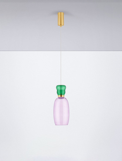 Nova Luce LED Pendelleuchte Pluma 5W warmweiss 3000K Jaspis Lila Gold Glas Metall Ø15cm 9030544