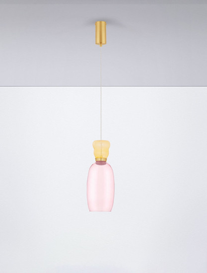 Nova Luce LED Pendelleuchte Pluma 5W warmweiss 3000K Gelb Pink Gold Glas Metall Ø15cm 9030545