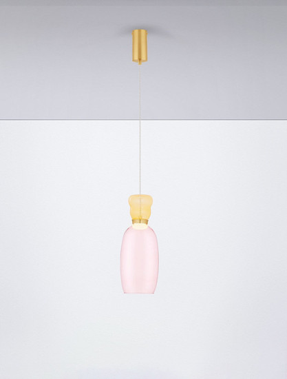 Nova Luce LED Pendelleuchte Pluma 5W warmweiss 3000K Gelb Pink Gold Glas Metall Ø15cm 9030545