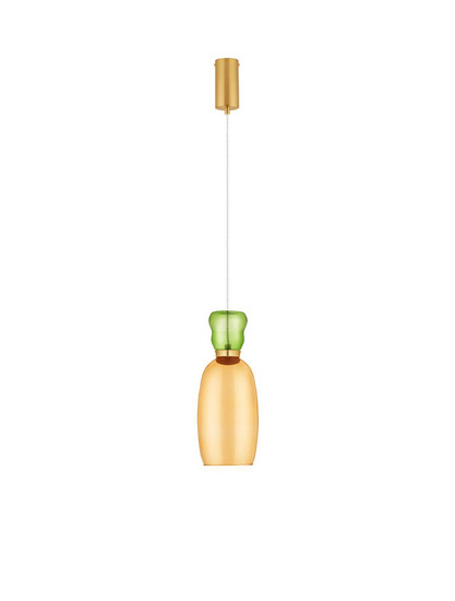 Nova Luce LED Pendelleuchte Pluma 5W warmweiss 3000K Hellgrün Gelb Gold Glas Metall Ø15cm 9030546