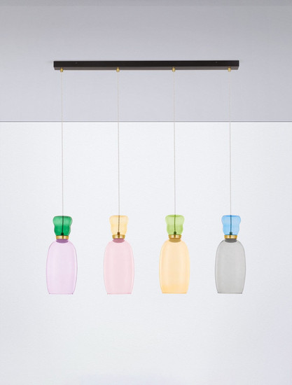 Nova Luce LED Pendelleuchte Pluma 20W warmweiss 3000K Mehrfarbig Glas Metall 96x15cm 9030548