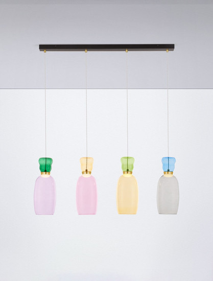 Nova Luce LED Pendelleuchte Pluma 20W warmweiss 3000K Mehrfarbig Glas Metall 96x15cm 9030548