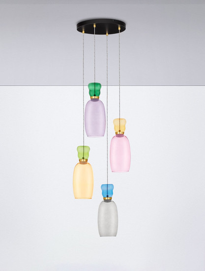 Nova Luce LED Pendelleuchte Pluma 20W warmweiss 3000K Mehrfarbig Glas Metall Ø42cm 9030549