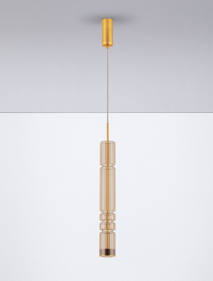 Nova Luce LED Pendelleuchte Bento 7W warmweiss 3000K Cognac Messinggold Glas Metall Ø8cm 9030550