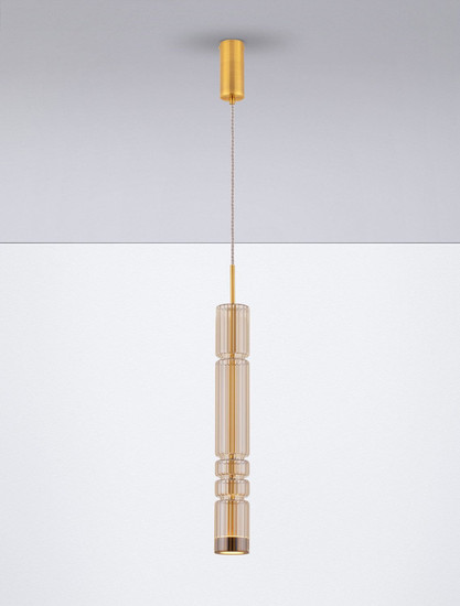 Nova Luce LED Pendelleuchte Bento 7W warmweiss 3000K Cognac Messinggold Glas Metall Ø8cm 9030550