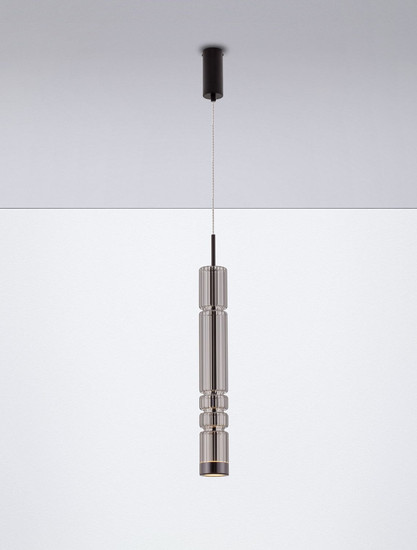 Nova Luce LED Pendelleuchte Bento 7W warmweiss 3000K Rauchgrau Schwarz Glas Metall Ø8cm 9030551