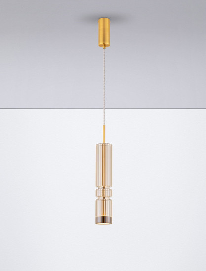 Nova Luce LED Pendelleuchte Bento 7W warmweiss 3000K Cognac Messinggold Glas Metall Ø8cm 9030552