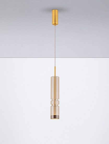 Nova Luce LED Pendelleuchte Bento 7W warmweiss 3000K Cognac Messinggold Glas Metall Ø8cm 9030552