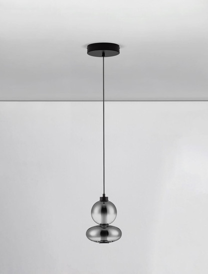Nova Luce LED Pendelleuchte Bally dimmbar 12W warmweiss 3000K Rauchgrau Schwarz Glas Metall Ø20cm 9030554