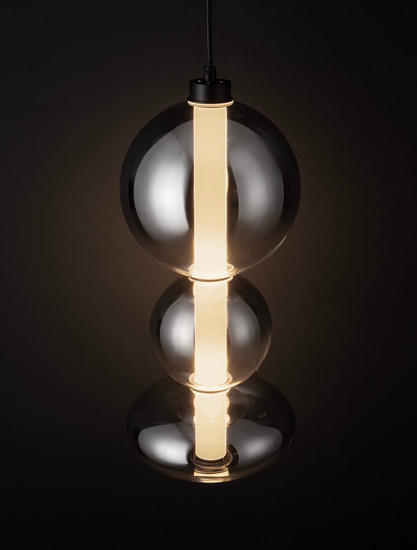 Nova Luce LED Pendelleuchte Bally dimmbar 20W warmweiss 3000K Rauchgrau Schwarz Glas Metall Ø20cm 9030555
