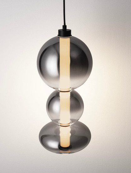 Nova Luce LED Pendelleuchte Bally dimmbar 20W warmweiss 3000K Rauchgrau Schwarz Glas Metall Ø20cm 9030555