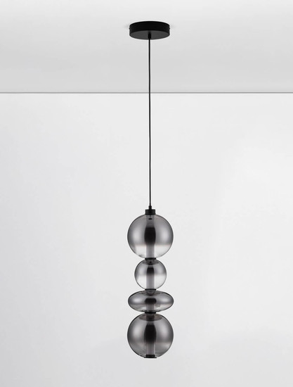 Nova Luce LED Pendelleuchte Bally dimmbar 36W warmweiss 3000K Rauchgrau Schwarz Glas Metall Ø20cm 9030556