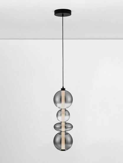 Nova Luce LED Pendelleuchte Bally dimmbar 36W warmweiss 3000K Rauchgrau Schwarz Glas Metall Ø20cm 9030556