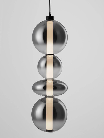 Nova Luce LED Pendelleuchte Bally dimmbar 36W warmweiss 3000K Rauchgrau Schwarz Glas Metall Ø20cm 9030556