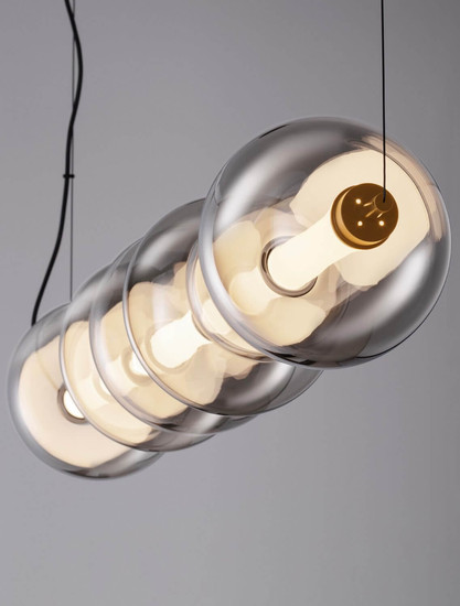 Nova Luce LED Pendelleuchte Bally dimmbar 40W warmweiss 3000K Rauchgrau Schwarz Glas Metall 117x19,5cm 9030557