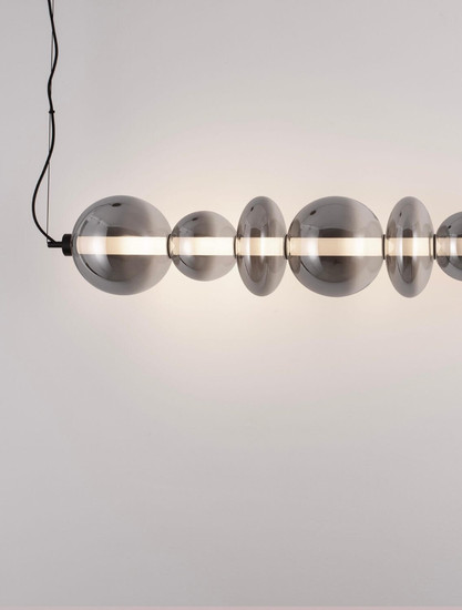 Nova Luce LED Pendelleuchte Bally dimmbar 40W warmweiss 3000K Rauchgrau Schwarz Glas Metall 117x19,5cm 9030557