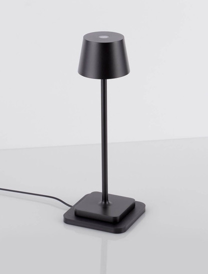 Nova Luce LED Akku-Tischleuchte Deck dimmbar 2W warmweiss 3000K USB IP54 Anthrazit Aluminium Ø8,5cm 9030561