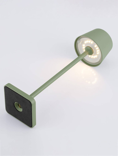 Nova Luce LED Akku-Tischleuchte Deck dimmbar 2W warmweiss 3000K USB IP54 Olivgrün Aluminium Ø8,5cm 9030564