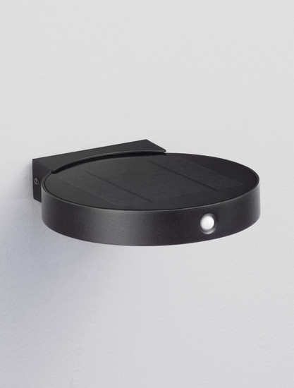 Nova Luce LED Solar-Wandleuchte Aigo 2W warmweiss 3000K Bewegungsmelder IP65 salzwasserfest Schwarz Aluminium 18x16cm 9030580