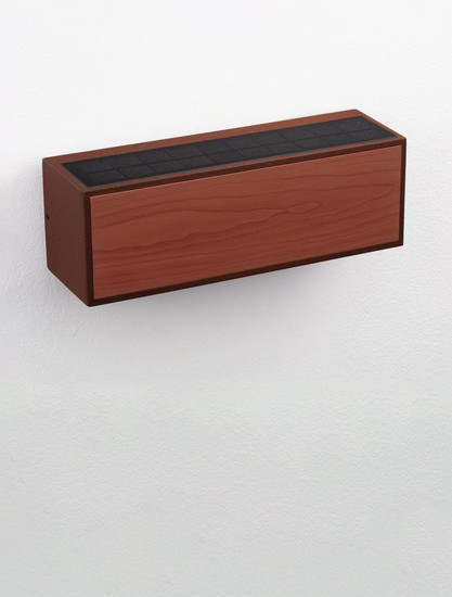 Nova Luce LED Solar-Wandleuchte Brown 2W warmweiss 3000K Bewegungsmelder IP65 salzwasserfest Cortenstahl Holz Aluminium 24x24cm 9030584