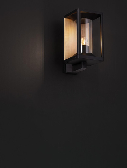 Nova Luce Außen-Wandleuchte Pacific E27 IP65 Schwarz Holz Aluminium 28x21cm 9030601