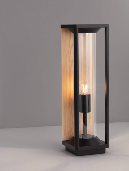 Nova Luce Wegeleuchte Pacific E27 IP65 Schwarz Holz Aluminium 50cm 9030604