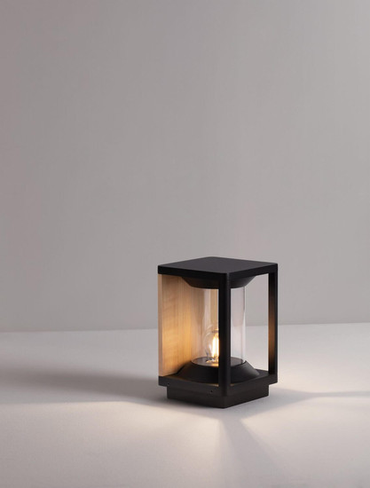 Nova Luce Sockelleuchte Pacific E27 IP65 Schwarz Holz Aluminium 22cm 9030605